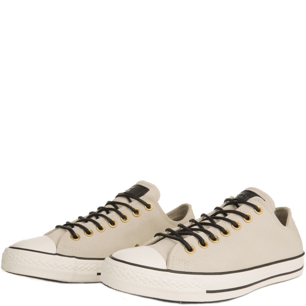 CONVERSE FOR MEN: CHUCK TAYLOR ALL STAR CRAFTED SESAME SUEDE LOW TOPS
